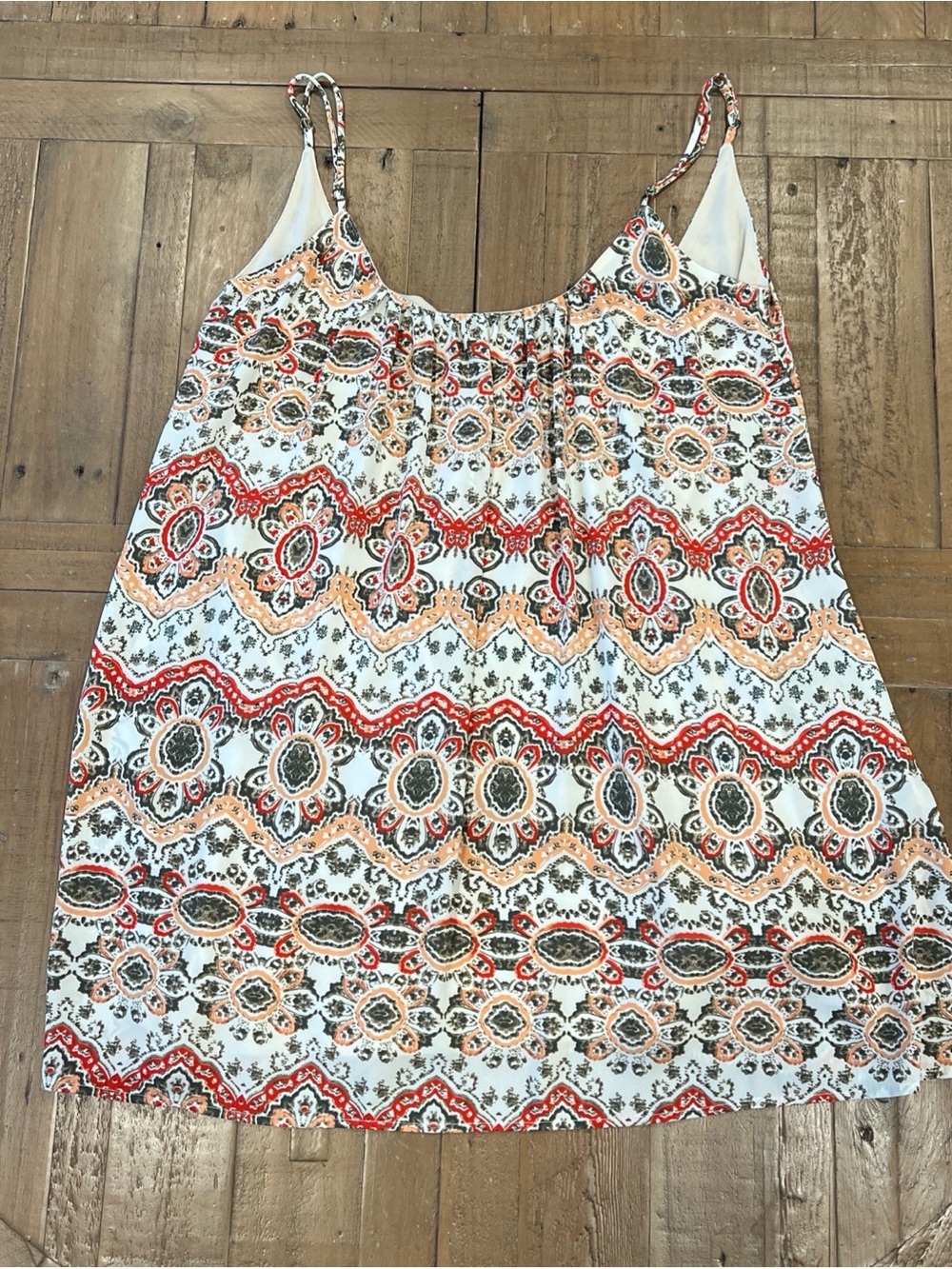 Show Me Your Mumu Dress Small La Quinta Trapeze Mini Ikat Red Boho Summer Print - Picture 3 of 9